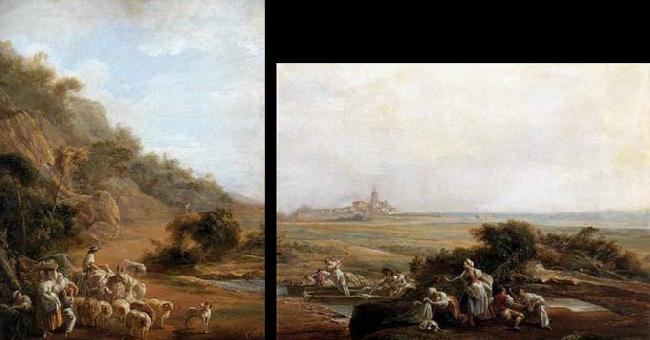 Luis Paret y alcazar Village Scene and View of Fuenterrabia oil painting image
